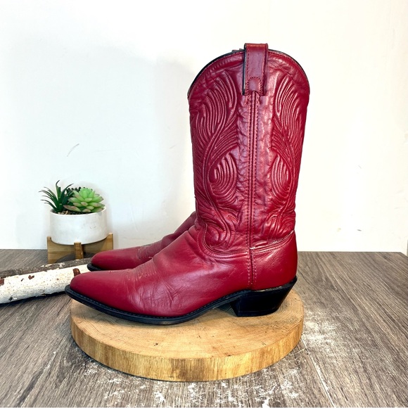 *Abilene Boots Ladies 11” Red Cowhide Pointed Toe Boot Size 10M - Picture 9 of 16
